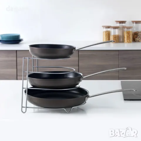 1249 Метална стойка за тигани и тави органайзер за кухненски шкаф 4 нива