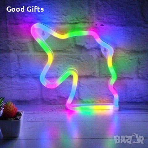 Голяма LED Неонова лампа Еднорог