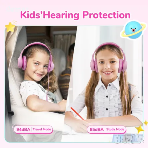 Детски слушалки EarFun с кабел, сгъваеми слушалки с микрофони, 85/94dBA безопасно ограничение, снимка 4 - Слушалки и портативни колонки - 48156272
