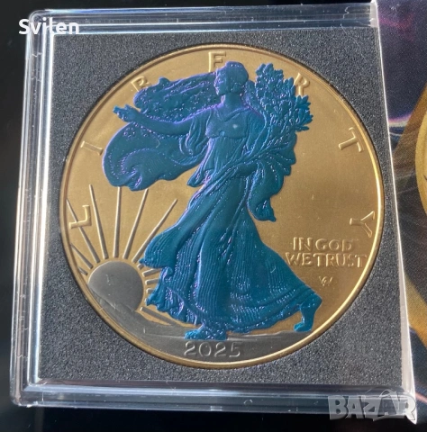 1 долар AMERICAN EAGLE 1 oz СРРБРО, снимка 4 - Нумизматика и бонистика - 53176608