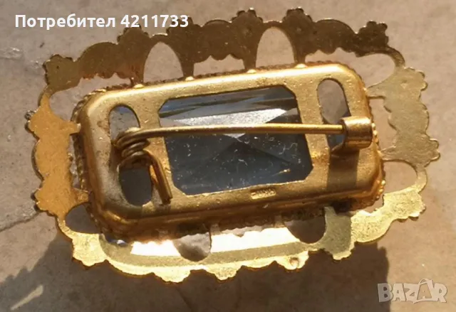 стилна брошка 3 см Нова с хубав камък, снимка 2 - Други - 48364815