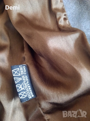 Дамско кафяво кожено яке. Винтидж , снимка 5 - Якета - 53842802