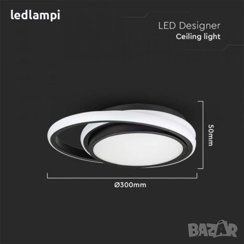 LED Плафониера 24W Черна Неутрално Бяла Светлина, снимка 4 - Лампи за таван - 41383309