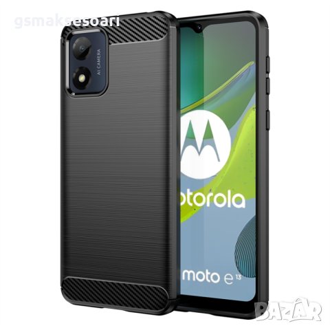 Motorola E13 - Удароустойчив Кейс Гръб CARBON, снимка 1