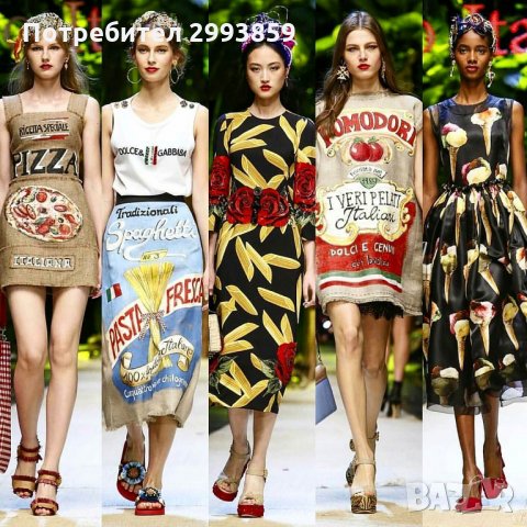 Рокля Долче*D&G pizza printing dress, снимка 2 - Рокли - 34132042