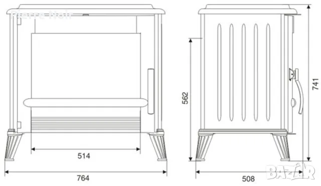 Чугунена печка 12kW, снимка 2 - Камини - 56116269