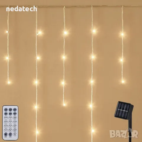 Соларна лампа,  дъжд 200LED 12MF-TIMER