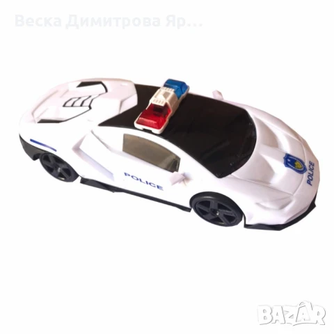 Полицейска кола с 3D светлини и звук – Бяла, въртяща се на 360 градуса, снимка 5 - Коли, камиони, мотори, писти - 51074158