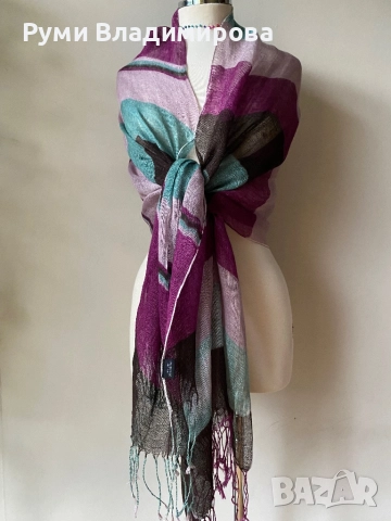 Шал от 100 % лен/ различни видове, снимка 2 - Шалове - 52621438