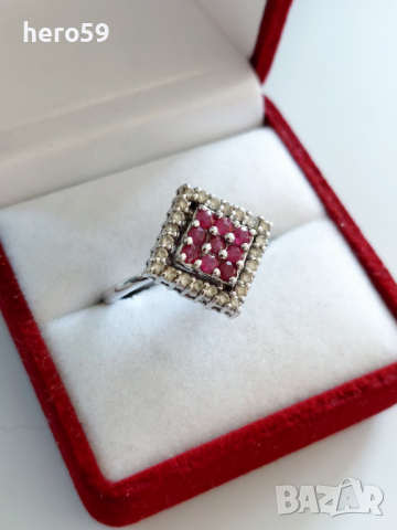 Дамски златен 18 к.пръстен с рубини и брилянти, снимка 12 - Пръстени - 36150270