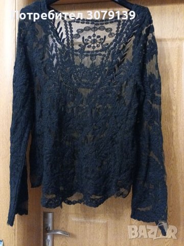 Дамска блуза от черна дантела , снимка 1 - Блузи с дълъг ръкав и пуловери - 40444571