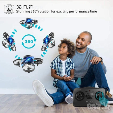 Мини дрон за деца и начинаещи, вътрешен RC нано хеликоптер с автоматично задържане/преносим, снимка 3 - Дронове и аксесоари - 53684814