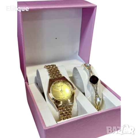 Луксозен подаръчен комплект дамски часовник и гривна, снимка 3 - Бижутерийни комплекти - 52596542