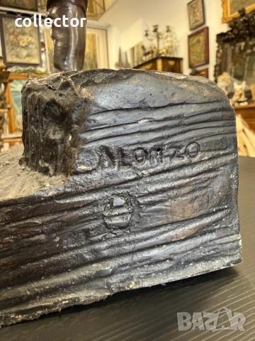 Бронзова скулптура "Вестникар" - Alonzo №7888, снимка 7 - Антикварни и старинни предмети - 53621202
