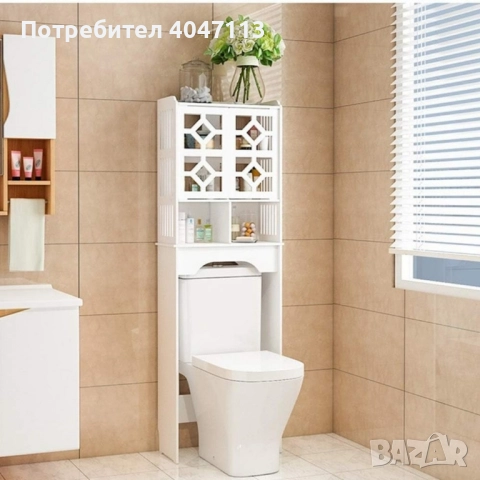 Waterproof Bathroom стилен шкаф за баня над тоалетна 48 х 23 х 150 см;, снимка 4 - Шкафове - 51639069