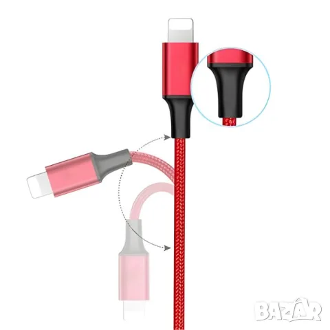 Кабел за зареждане 3 в 1 с USB-C Lightning и Micro USB, снимка 2 - Аксесоари и консумативи - 55863005