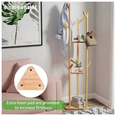 ПРОМОЦИЯ Модерна бамбукова закачалка с компактен размер UNHO XJJ43-G3, снимка 4 - Закачалки - 49115563