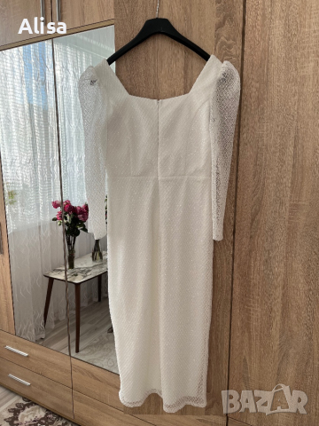 Официална бяла рокля с паети, снимка 3 - Рокли - 44514639