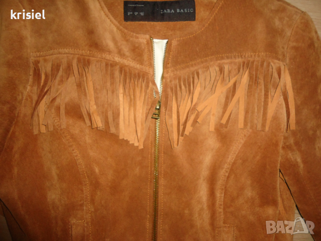 ZARA--СТРАХОТНО ВТАЛЕНО ЯКЕ ЕСТЕСТВЕН ВЕЛУР--S номер, снимка 4 - Якета - 44680287