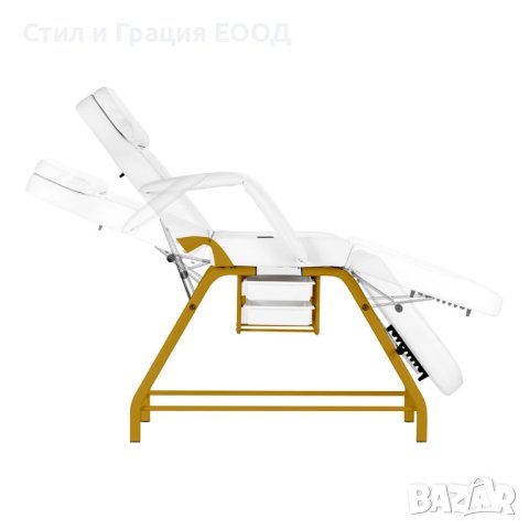 Фиксирана кушетка 557G - бяла/черна със златиста рамка 184 x 60/80 x 76 см, снимка 8 - Кушетки - 41678454