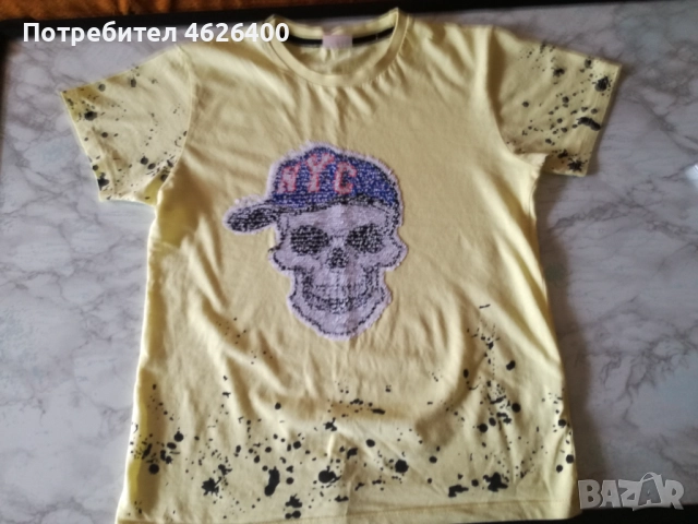 Продавам детска фланелка с къс ръкав,с рисунка с паети-BUSEN , снимка 2 - Тениски - 52111234