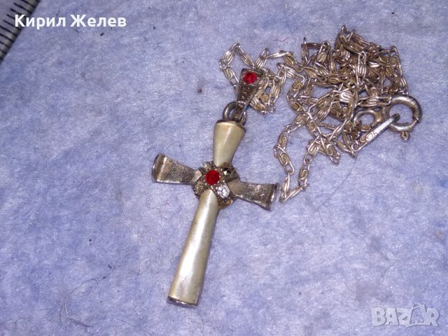 СТАР СКЪПОЦЕНЕН РЕТРО СТИЛ СРЕБЪРЕН 925 НАГРЪДЕН КРЪСТ със СРЕБЪРНА СРЕБРО 925 ФИНА ВЕРИЖКА 26029, снимка 3 - Антикварни и старинни предмети - 40500801