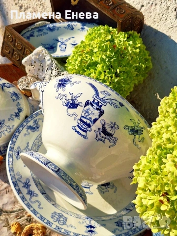 Антикварен терин +плато, снимка 10 - Антикварни и старинни предмети - 53613986