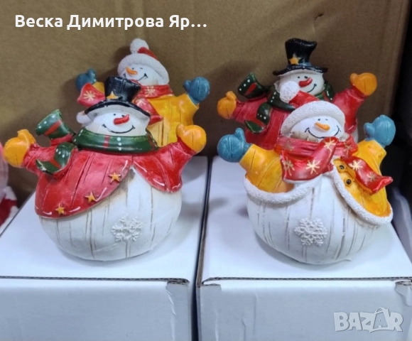 Коледни снежни човечета от полирезин – малка фигурка, идеална коледна украса за всеки дом