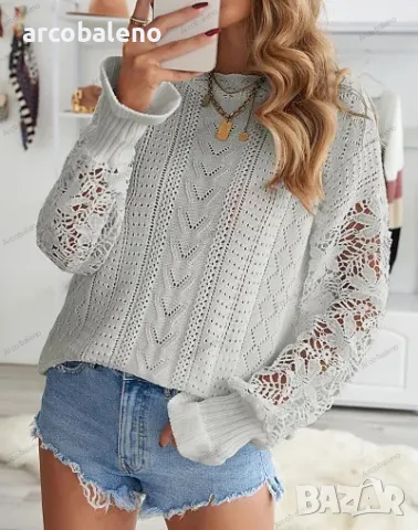 Дамски пуловер с дълъг ръкав с изрязани венчелистчета, 8цвята , снимка 10 - Блузи с дълъг ръкав и пуловери - 39343439