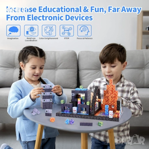 Магнитни строителни блокчета Minecraft за деца, 3+ години, снимка 5 - Образователни игри - 52679490