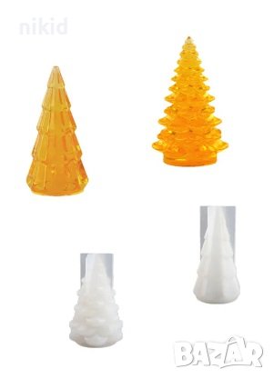 3D Малка елха 2 вида силиконов молд форма калъп фондан гипс шоколад свещ сапун свещи смола, снимка 2 - Форми - 42366498