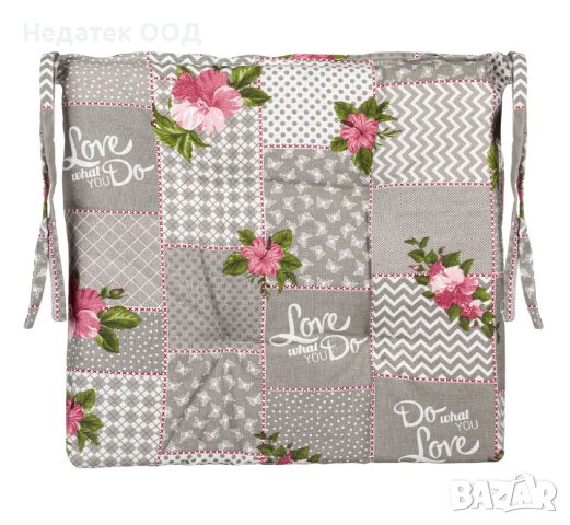 Възглавница за стол, Floral Design, 40x40cм, Сиво/ розова