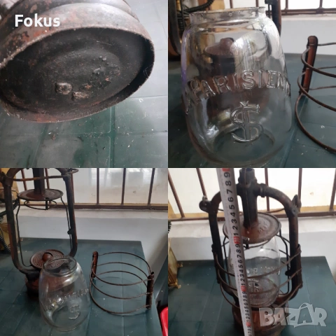 Уникален стар голям френски газов фенер лампа, снимка 7 - Антикварни и старинни предмети - 53291598