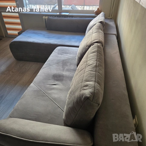 Ъглов диван и табуретка Далас, снимка 2 - Дивани и мека мебел - 53705465