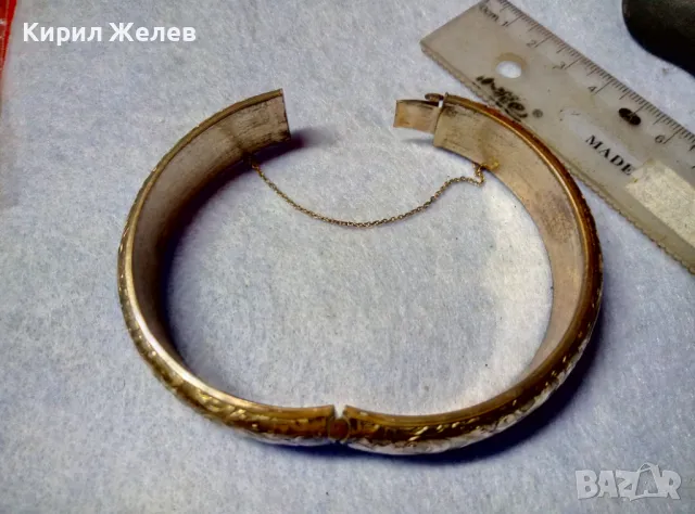 СТАРИННА ФЛОРАЛНО ОРНАМЕНТИРАНА МЕДНА ГРИВНА с МАРКИРАНА ДЕБЕЛА ПОЗЛАТА DOUBLE ЗЛАТНО ДУБЛЕ 49290, снимка 5 - Антикварни и старинни предмети - 48467636
