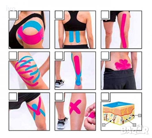 Спортни кинезио ленти . Водоустойчиви и еластични, снимка 4 - Спортна екипировка - 35848586