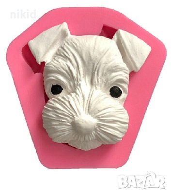 Шнауцер Куче глава силиконов молд форма калъп фондан гипс шоколад декор