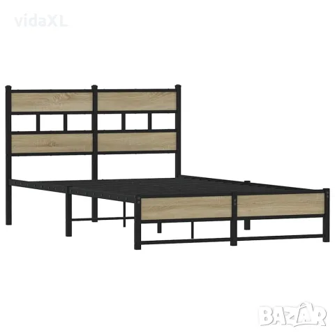 vidaXL Метална рамка за легло, без матрак, сонома дъб, 120x200 см, снимка 3 - Спални и легла - 56147570