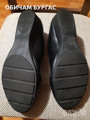 раз.40 СТЕЛКА-26,5см ЧЕРНИ ОБУВКИ С ПЛАНФОРМА-3см ОТ МЕКА КОЖА УДОБНИ носени само веднъж, снимка 4 - Дамски ежедневни обувки - 42216307