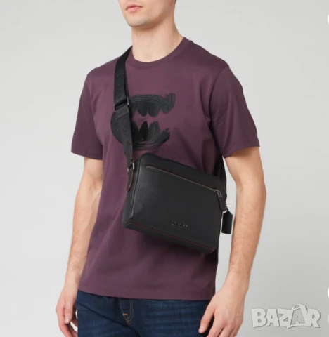 Мъжка кожена чанта Coach Metropolitan Soft - черна, снимка 3 - Чанти - 50508981