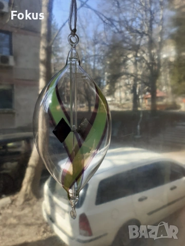 Топка духано стъкло ръчно рисувана супер финна с въртележка, снимка 4 - Антикварни и старинни предмети - 53390170