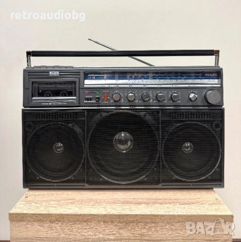 🔉Ретро радиокасетофон бумбокс PHILIPS D8444🔉, снимка 2 - Радиокасетофони, транзистори - 53219931