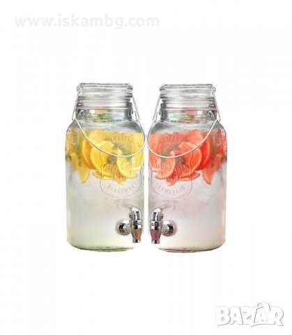 СТЪКЛЕН РЕТРО БУРКАН ЗА НАПИТКИ С КАНЕЛКА - код 2 литра, снимка 4 - Други стоки за дома - 33976778