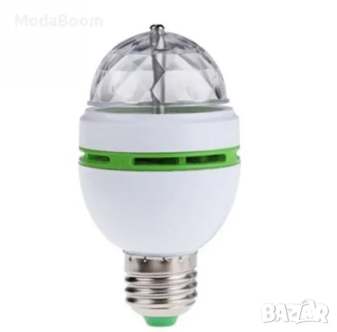 Диско LED лампа, въртяща се крушка - автоматично въртене с кристални топки, снимка 4 - Лед осветление - 48817059