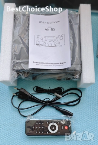 AK55 HiFi стерео мини усилвател 50W + 50W Bluetooth 5.3 – Черен, снимка 4 - Ресийвъри, усилватели, смесителни пултове - 53101515