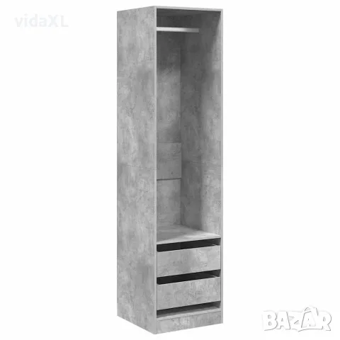 vidaXL Гардероб с чекмеджета бетонно сив 50x50x200 см инженерно дърво