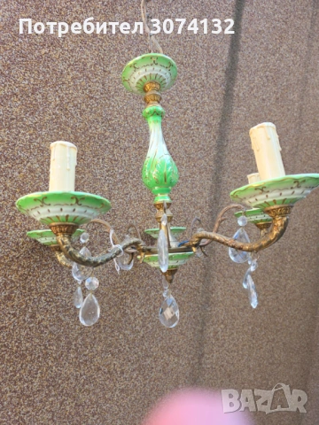 Италиански полилей от порцелан и кристал, снимка 6 - Полилеи - 53650250