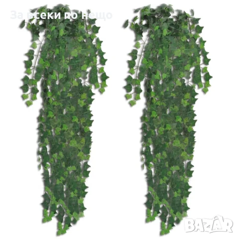 Изкуствени храсти бръшлян, 4 бр, зелени, 90 см Код P1068, снимка 2 - Градински цветя и растения - 51425466