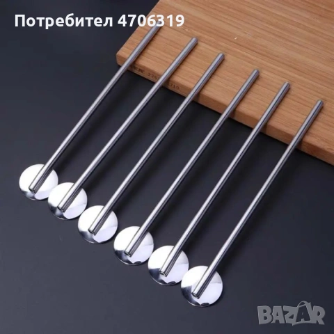 Комплект от 6 бр.метални лъжици със сламки 2в1+подарък четка, снимка 8 - Прибори за хранене, готвене и сервиране - 53152026