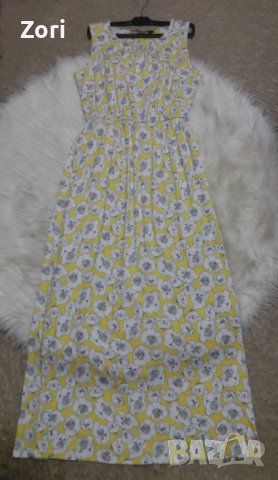КРАСИВА дълга жълта рокля на бели макове, снимка 2 - Рокли - 42012559